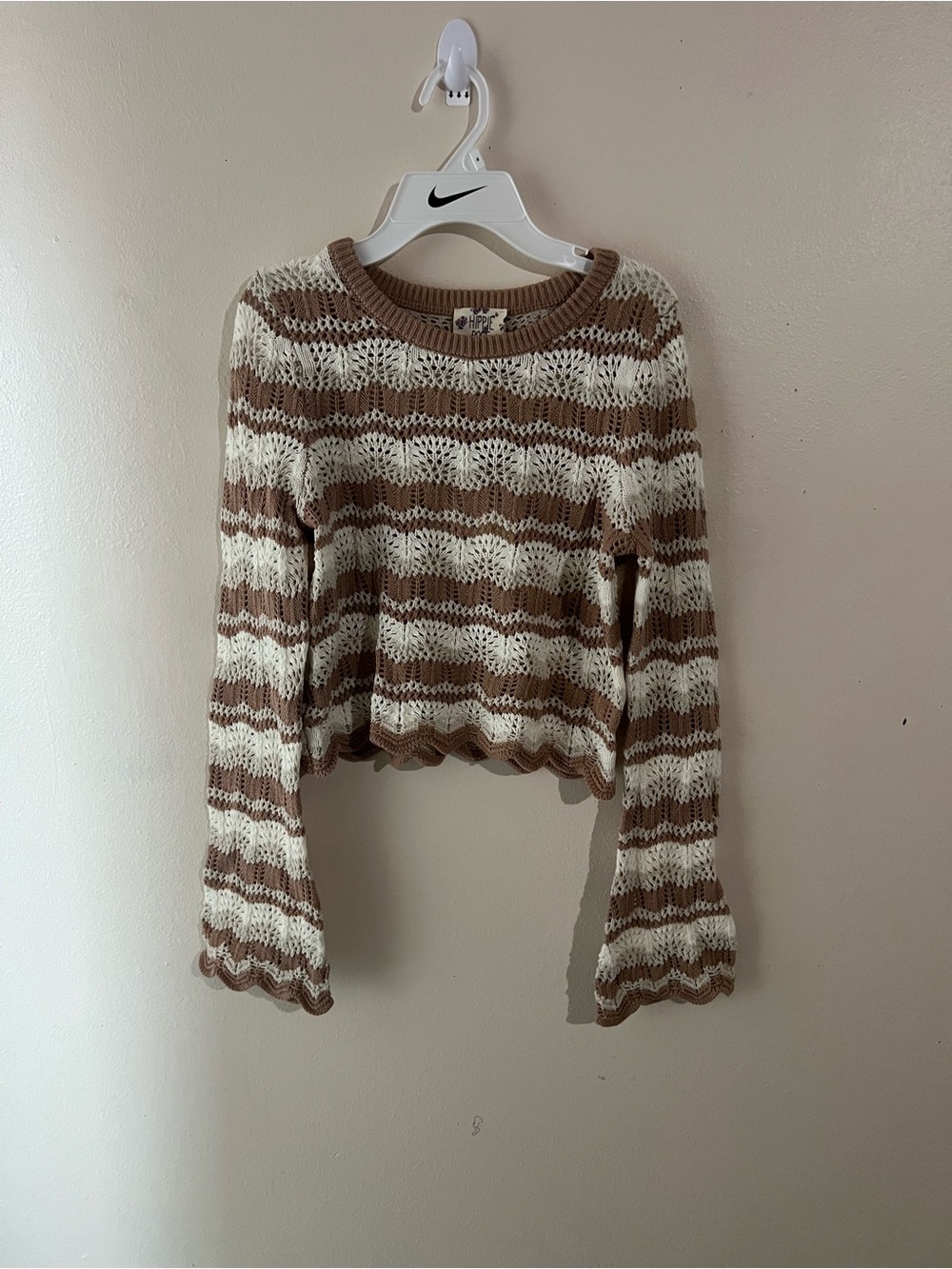 Hippie Rose Cream and Tan Striped Crochet set